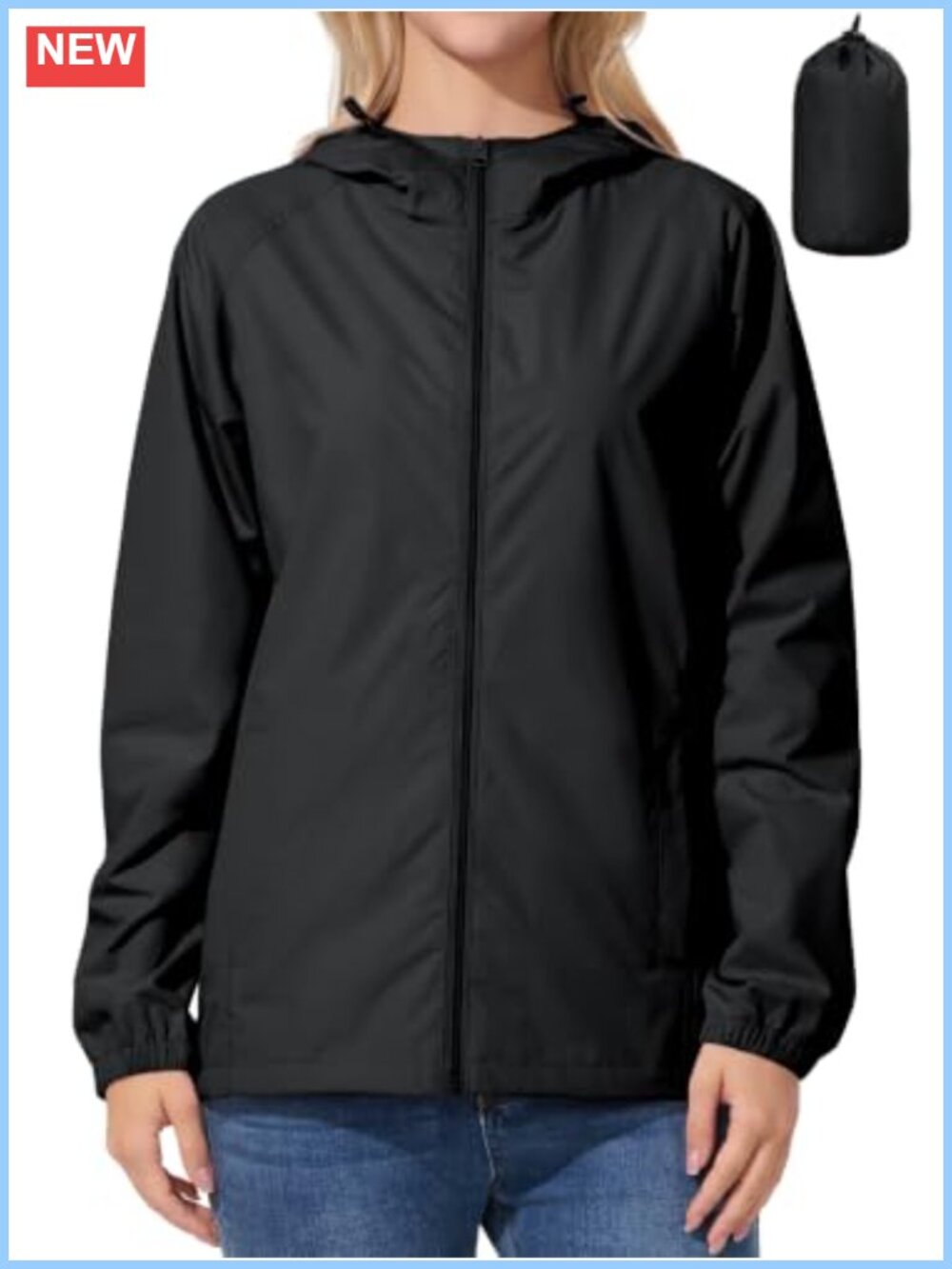 Women's Waterproof Packable Rain Jacket with Hood Pockets
